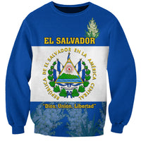 Custom El Salvador Sweatshirt Coat Of Arms Mix Flor De Izote - Wonder Print Shop