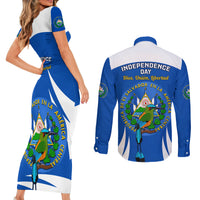 El Salvador Independence Day Couples Matching Short Sleeve Bodycon Dress and Long Sleeve Button Shirts Torogoz With Coat Of Arms Proud - Wonder Print Shop