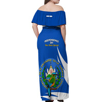 El Salvador Independence Day Off Shoulder Maxi Dress Torogoz With Coat Of Arms Proud - Wonder Print Shop