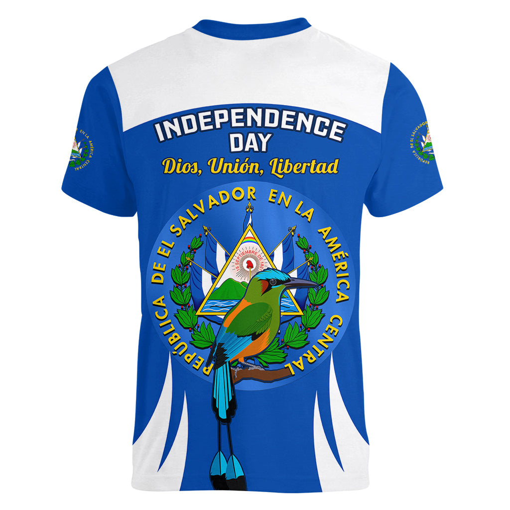 El Salvador Independence Day Women V Neck T Shirt Torogoz With Coat Of Arms Proud - Wonder Print Shop