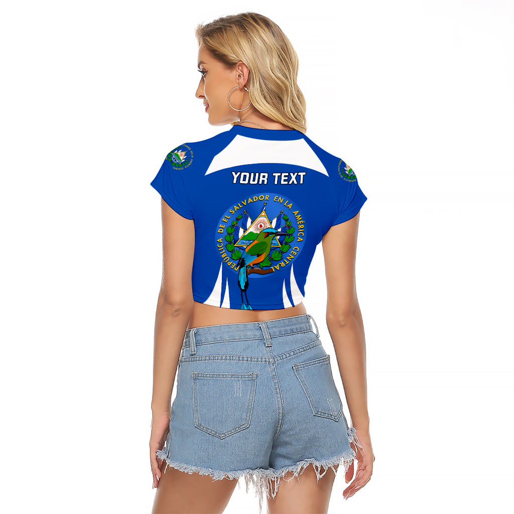 Custom El Salvador Independence Day Raglan Cropped T Shirt Torogoz With Coat Of Arms Proud - Wonder Print Shop