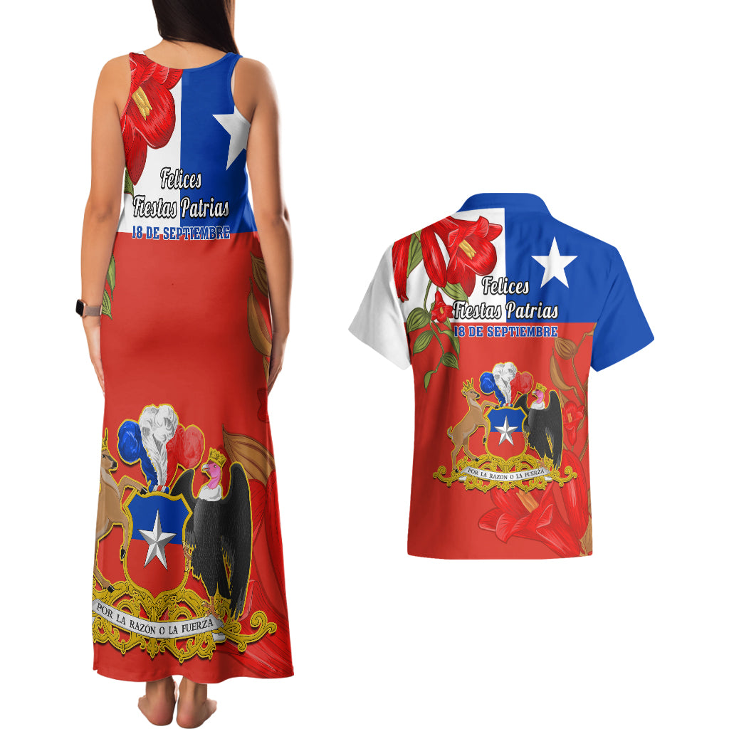 Chile Independence Day Couples Matching Tank Maxi Dress And Hawaiian Shirt Chilean Copihue Felices Fiestas Patrias - Wonder Print Shop