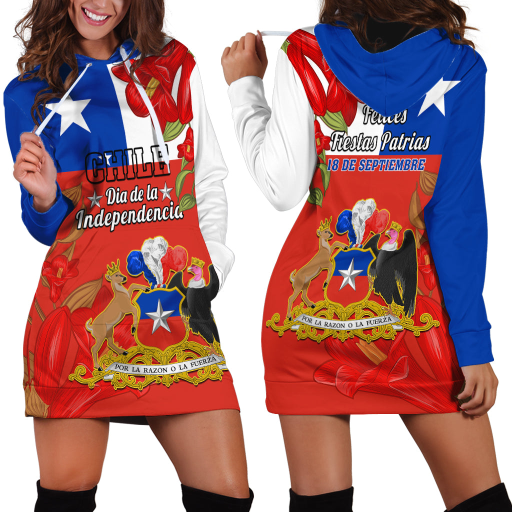 Chile Independence Day Hoodie Dress Chilean Copihue Felices Fiestas Patrias - Wonder Print Shop