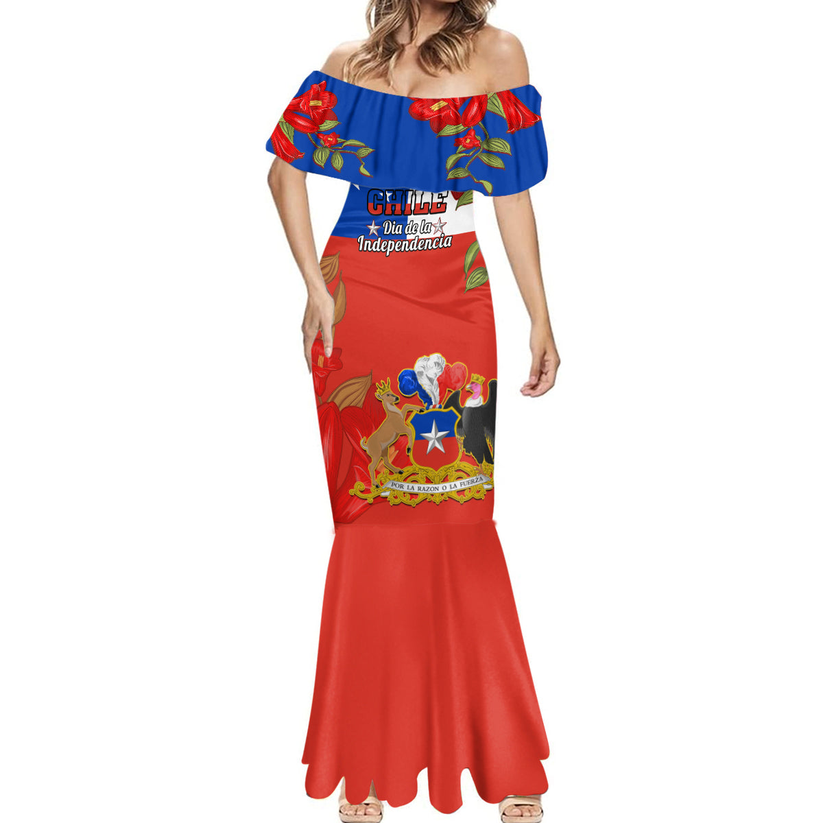 Chile Independence Day Mermaid Dress Chilean Copihue Felices Fiestas Patrias - Wonder Print Shop