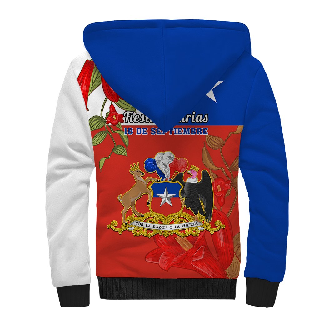 Chile Independence Day Sherpa Hoodie Chilean Copihue Felices Fiestas Patrias - Wonder Print Shop