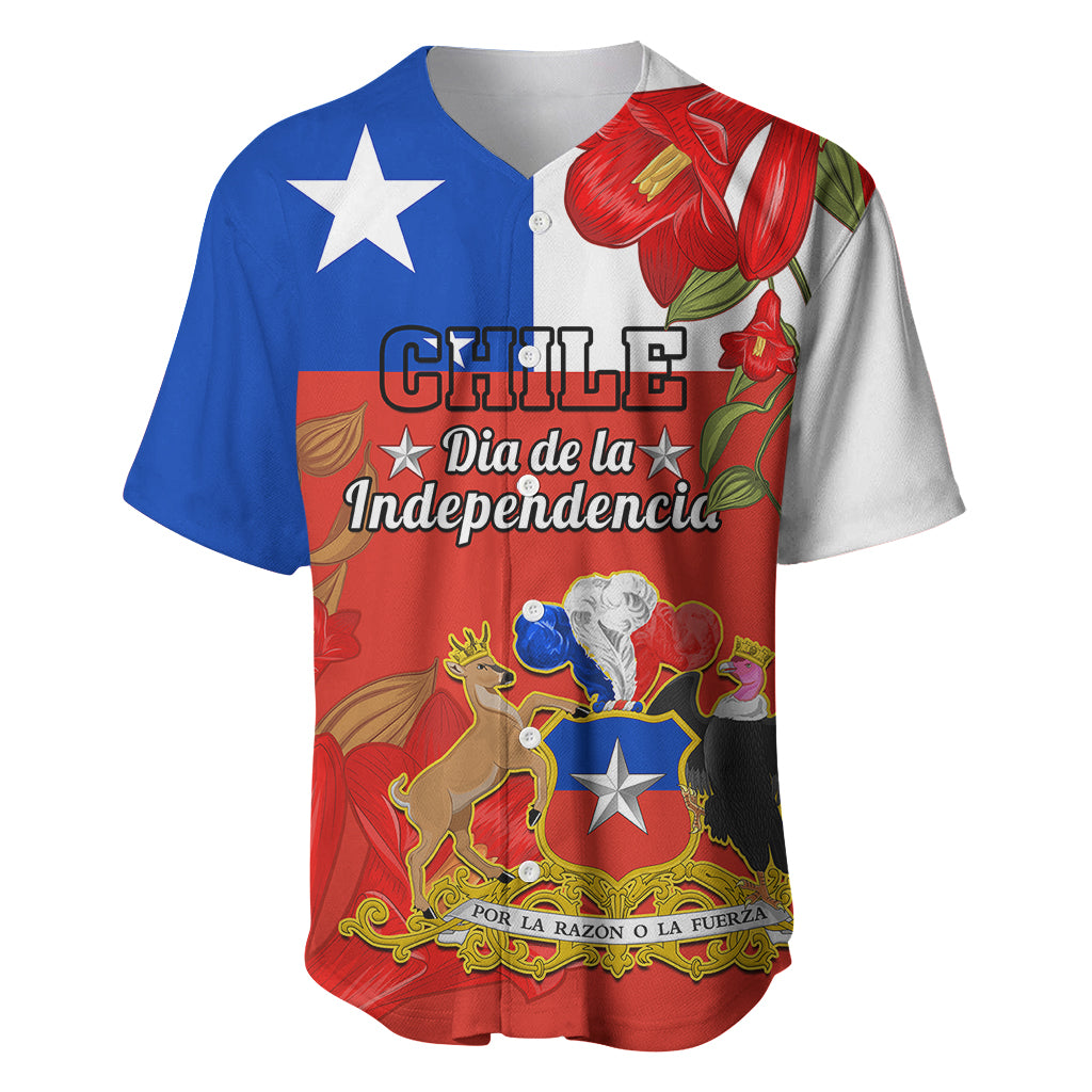Custom Chile Independence Day Baseball Jersey Chilean Copihue Felices Fiestas Patrias - Wonder Print Shop