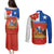 Custom Chile Independence Day Couples Matching Puletasi Dress and Long Sleeve Button Shirts Chilean Copihue Felices Fiestas Patrias - Wonder Print Shop