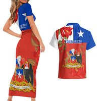 Custom Chile Independence Day Couples Matching Short Sleeve Bodycon Dress and Hawaiian Shirt Chilean Copihue Felices Fiestas Patrias - Wonder Print Shop