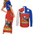 Custom Chile Independence Day Couples Matching Short Sleeve Bodycon Dress and Long Sleeve Button Shirts Chilean Copihue Felices Fiestas Patrias - Wonder Print Shop