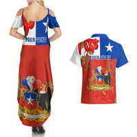 Custom Chile Independence Day Couples Matching Summer Maxi Dress and Hawaiian Shirt Chilean Copihue Felices Fiestas Patrias - Wonder Print Shop