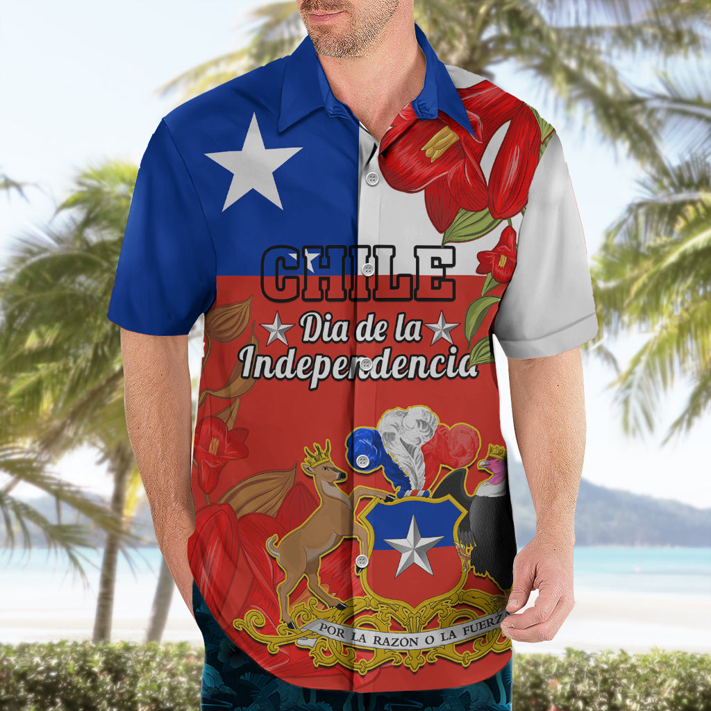 Custom Chile Independence Day Hawaiian Shirt Chilean Copihue Felices Fiestas Patrias - Wonder Print Shop