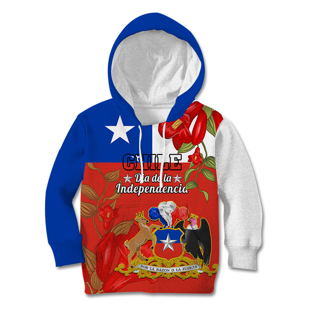 Custom Chile Independence Day Kid Hoodie Chilean Copihue Felices Fiestas Patrias - Wonder Print Shop