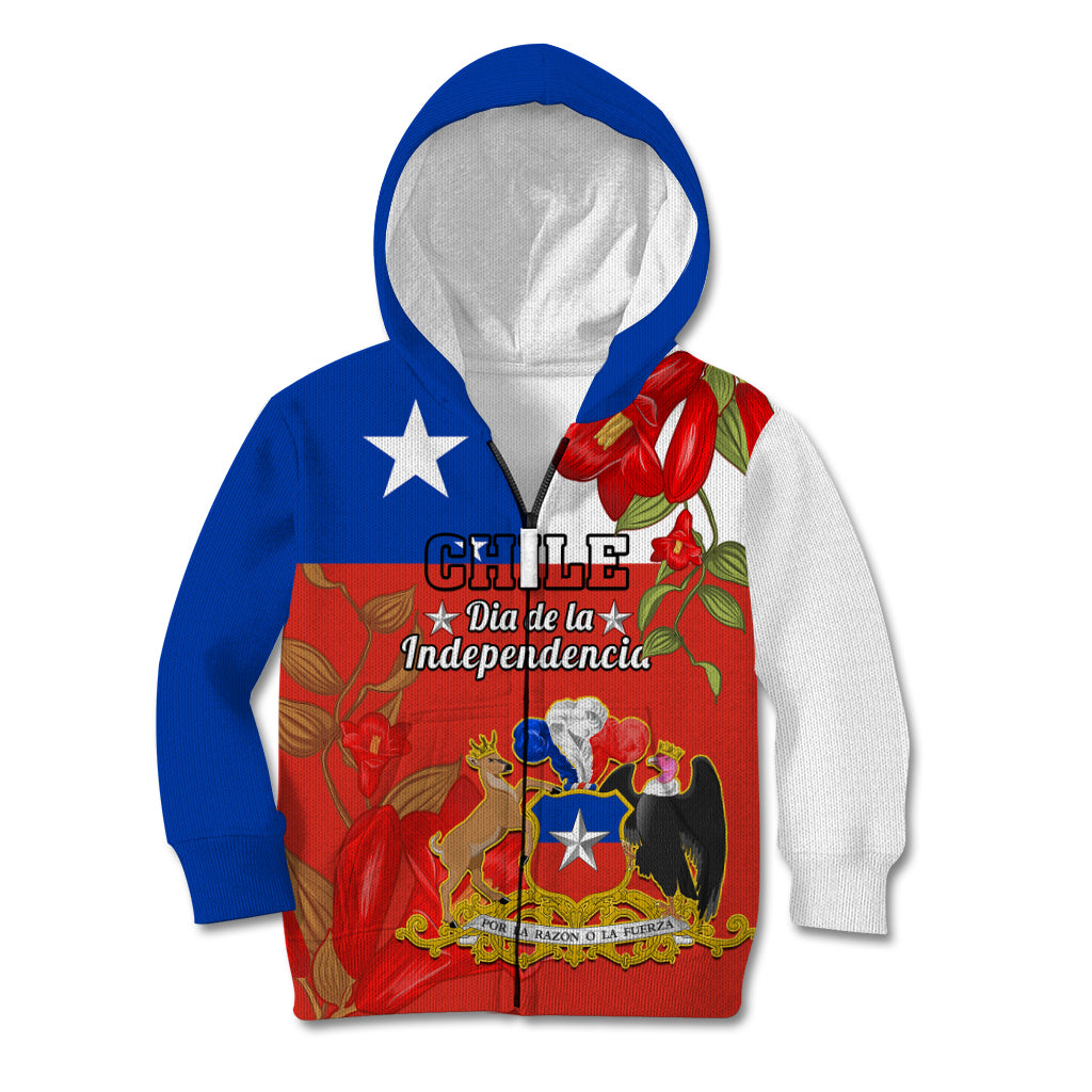 Custom Chile Independence Day Kid Hoodie Chilean Copihue Felices Fiestas Patrias - Wonder Print Shop