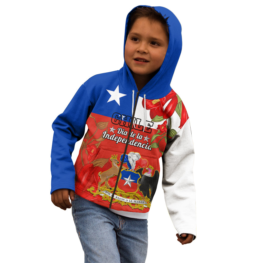 Custom Chile Independence Day Kid Hoodie Chilean Copihue Felices Fiestas Patrias - Wonder Print Shop