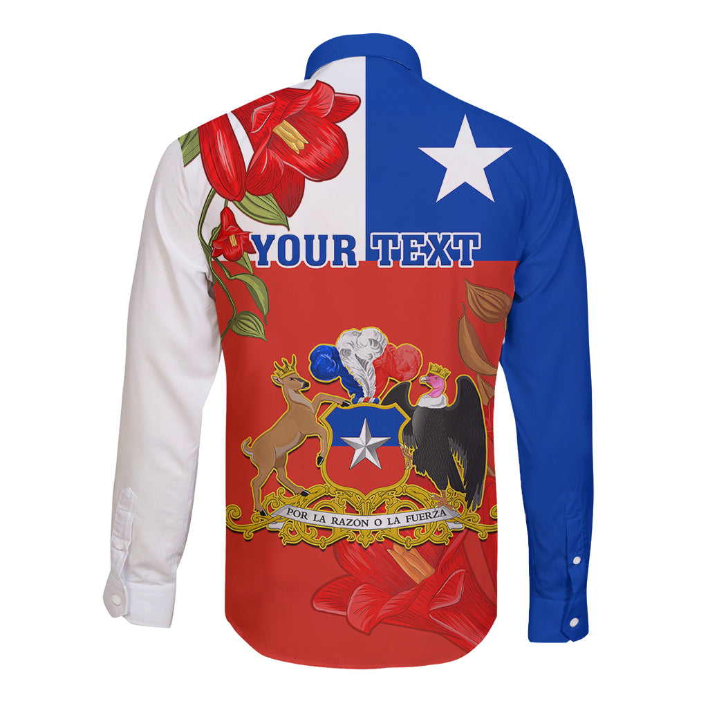 Custom Chile Independence Day Long Sleeve Button Shirt Chilean Copihue Felices Fiestas Patrias - Wonder Print Shop