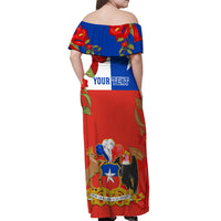 Custom Chile Independence Day Off Shoulder Maxi Dress Chilean Copihue Felices Fiestas Patrias - Wonder Print Shop