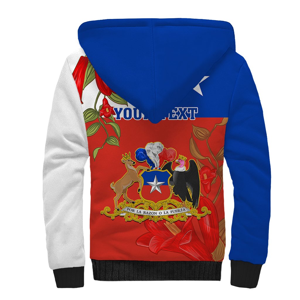 Custom Chile Independence Day Sherpa Hoodie Chilean Copihue Felices Fiestas Patrias - Wonder Print Shop