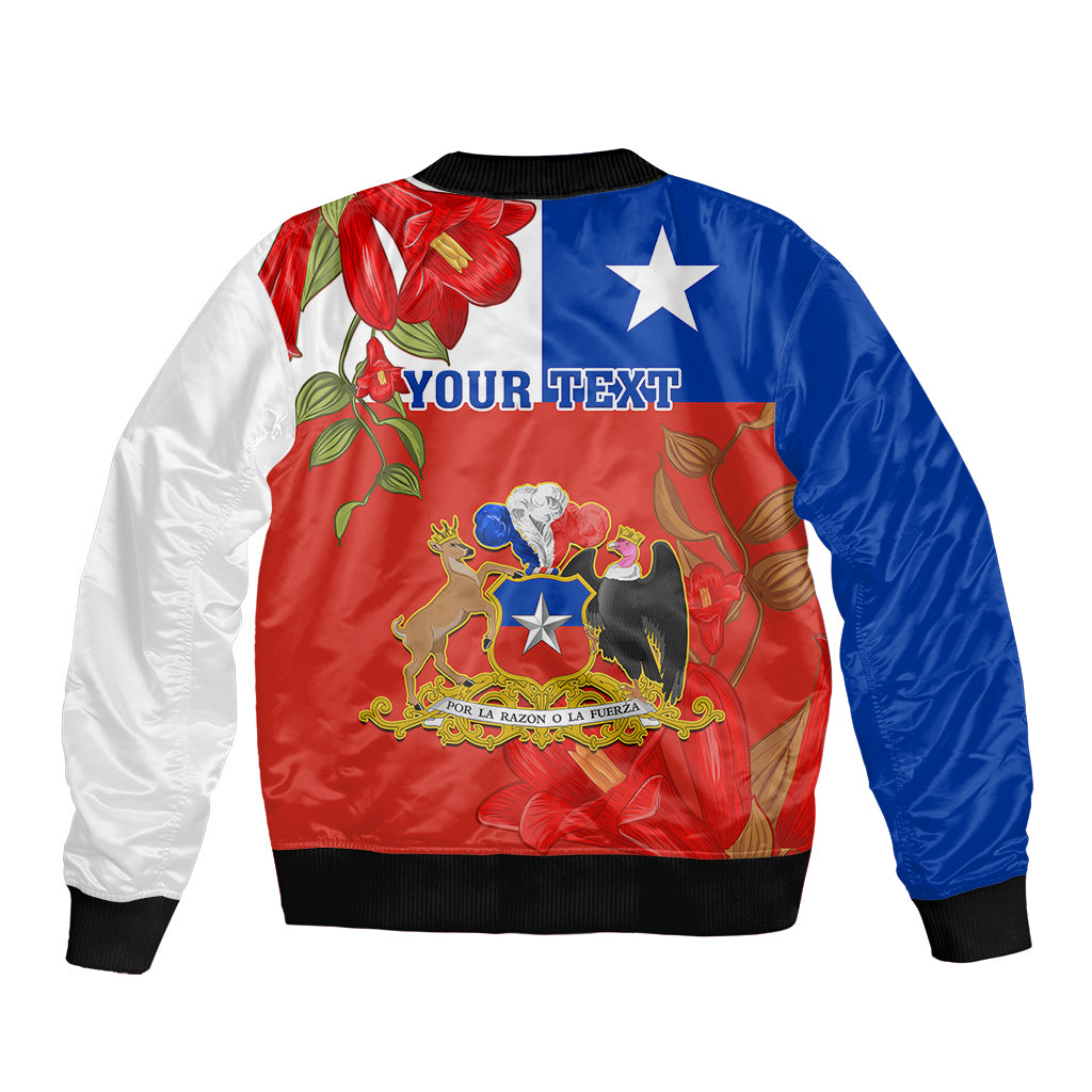Custom Chile Independence Day Sleeve Zip Bomber Jacket Chilean Copihue Felices Fiestas Patrias - Wonder Print Shop