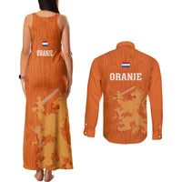 Netherlands Football Couples Matching Tank Maxi Dress and Long Sleeve Button Shirts Go Oranje 2023 World Cup - Wonder Print Shop