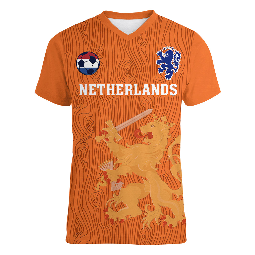 Netherlands Football Women V Neck T Shirt Go Oranje 2023 World Cup - Wonder Print Shop