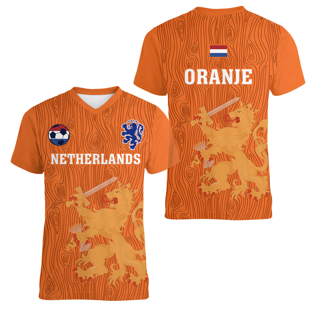 Netherlands Football Women V Neck T Shirt Go Oranje 2023 World Cup - Wonder Print Shop