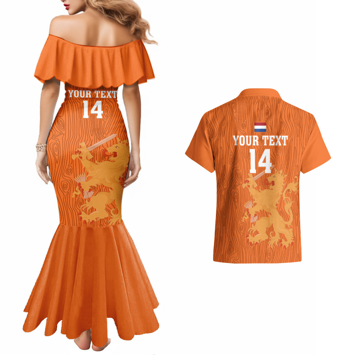 Custom Netherlands Football Couples Matching Mermaid Dress And Hawaiian Shirt Go Oranje 2023 World Cup - Wonder Print Shop