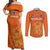 Custom Netherlands Football Couples Matching Off Shoulder Maxi Dress and Long Sleeve Button Shirts Go Oranje 2023 World Cup - Wonder Print Shop