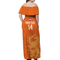 Custom Netherlands Football Off Shoulder Maxi Dress Go Oranje 2023 World Cup - Wonder Print Shop