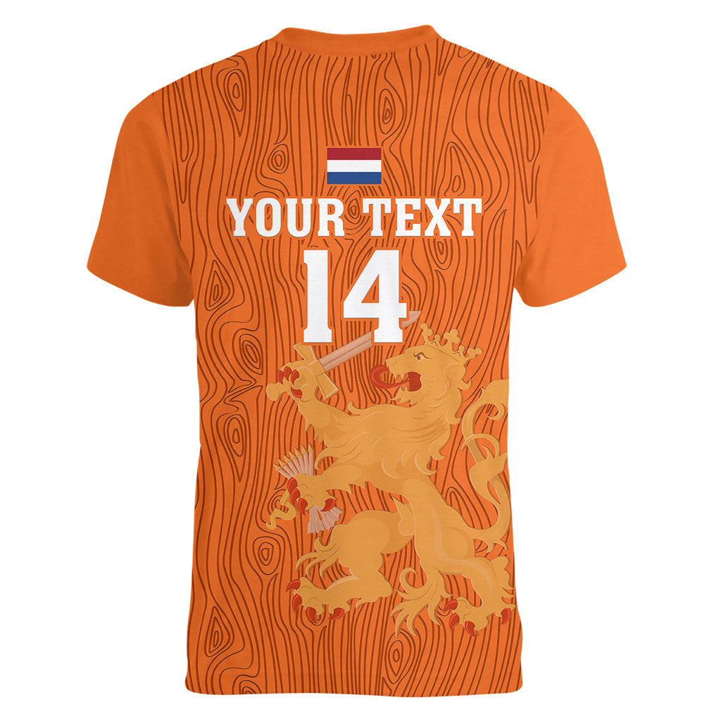 Custom Netherlands Football Women V Neck T Shirt Go Oranje 2023 World Cup - Wonder Print Shop