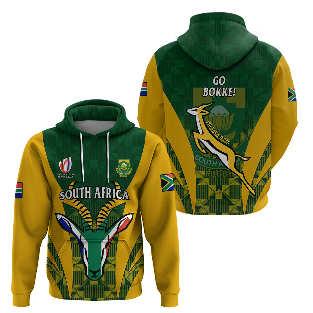 South Africa Rugby Hoodie Go Springboks Kente Pattern With Bokke - Wonder Print Shop