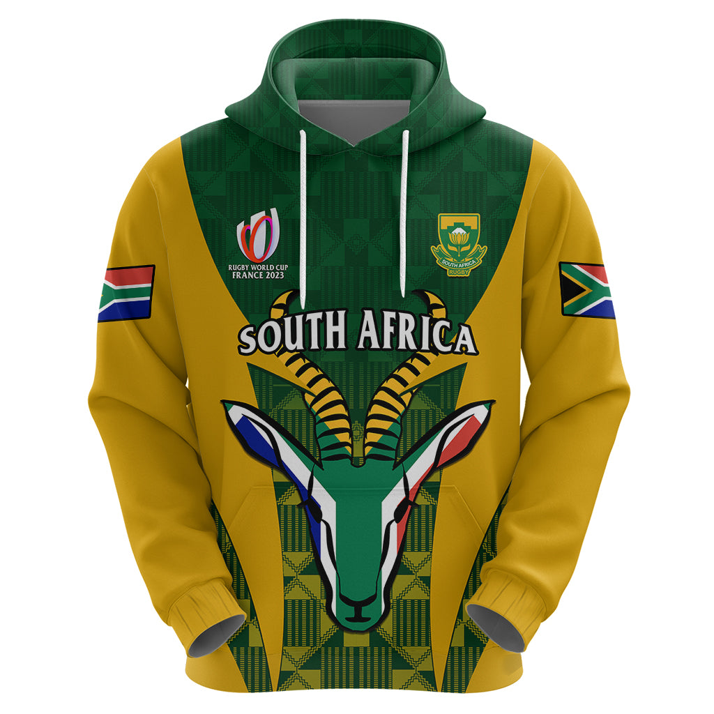 South Africa Rugby Hoodie Go Springboks Kente Pattern With Bokke - Wonder Print Shop