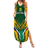 South Africa Rugby Summer Maxi Dress Go Springboks Kente Pattern With Bokke - Wonder Print Shop