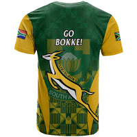 South Africa Rugby T Shirt Go Springboks Kente Pattern With Bokke - Wonder Print Shop