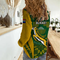 South Africa Rugby Women Casual Shirt Go Springboks Kente Pattern With Bokke - Wonder Print Shop