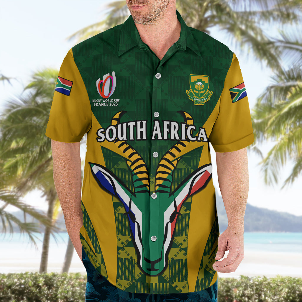 Custom South Africa Rugby Hawaiian Shirt Go Springboks Kente Pattern With Bokke - Wonder Print Shop