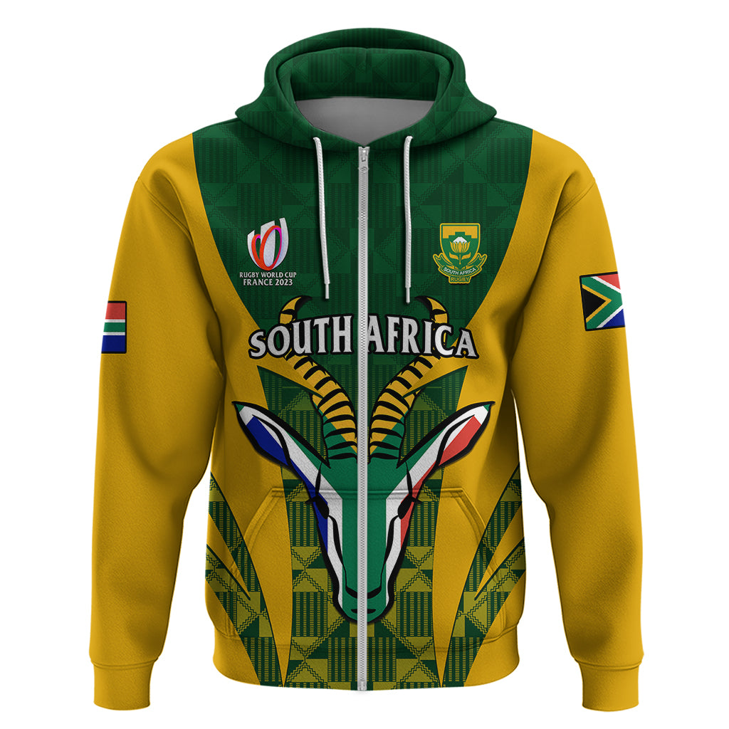 Custom South Africa Rugby Hoodie Go Springboks Kente Pattern With Bokke - Wonder Print Shop