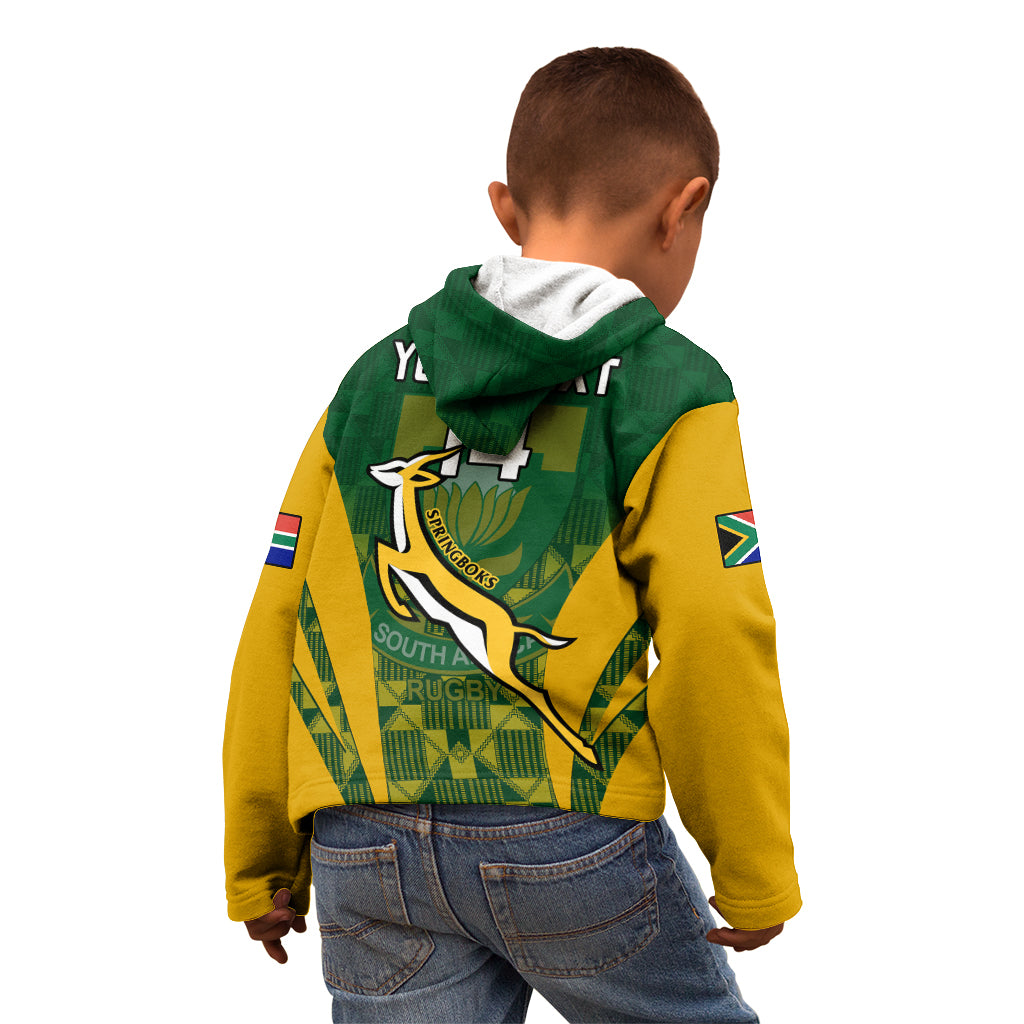Custom South Africa Rugby Kid Hoodie Go Springboks Kente Pattern With Bokke - Wonder Print Shop
