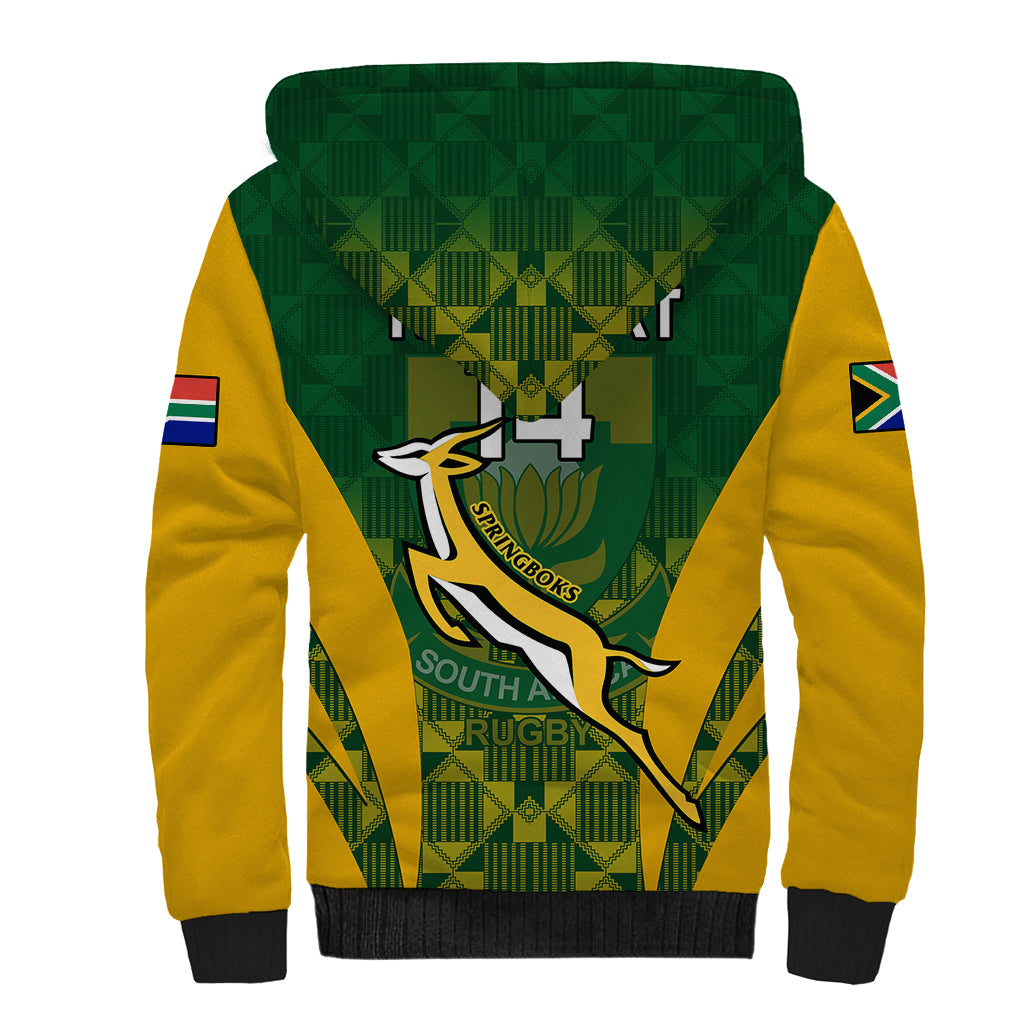 Custom South Africa Rugby Sherpa Hoodie Go Springboks Kente Pattern With Bokke - Wonder Print Shop