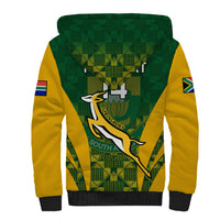 Custom South Africa Rugby Sherpa Hoodie Go Springboks Kente Pattern With Bokke - Wonder Print Shop