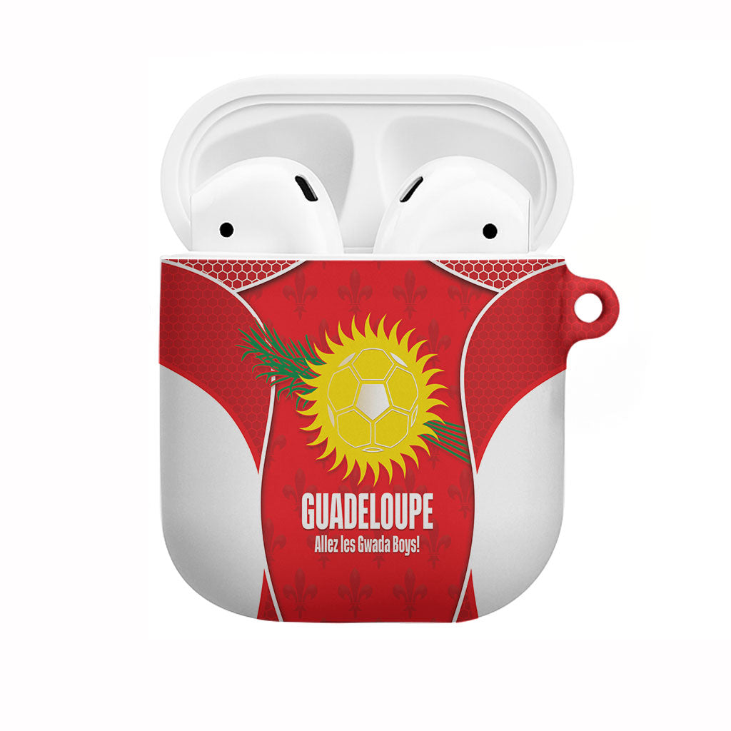 Guadeloupe Football AirPods Case Allez Les Gwada Boys Red Color