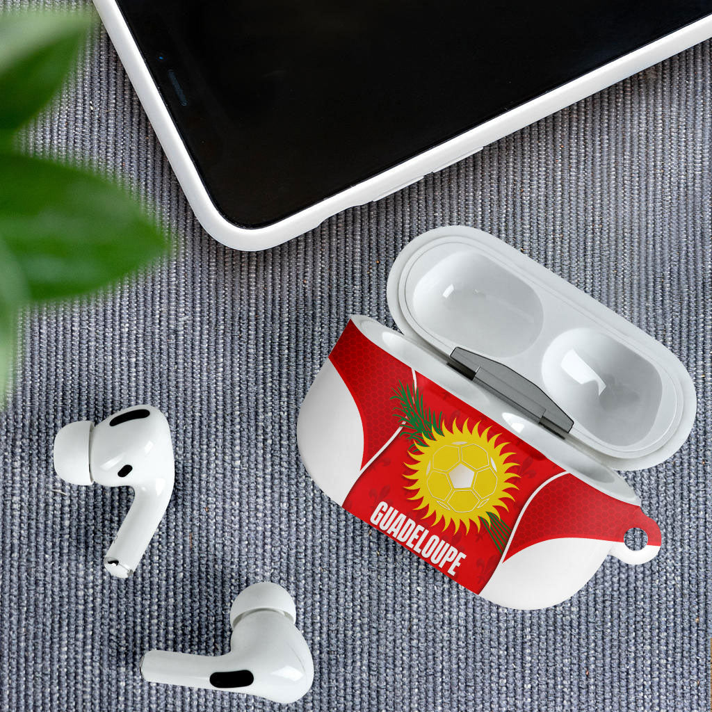 Guadeloupe Football AirPods Case Allez Les Gwada Boys Red Color