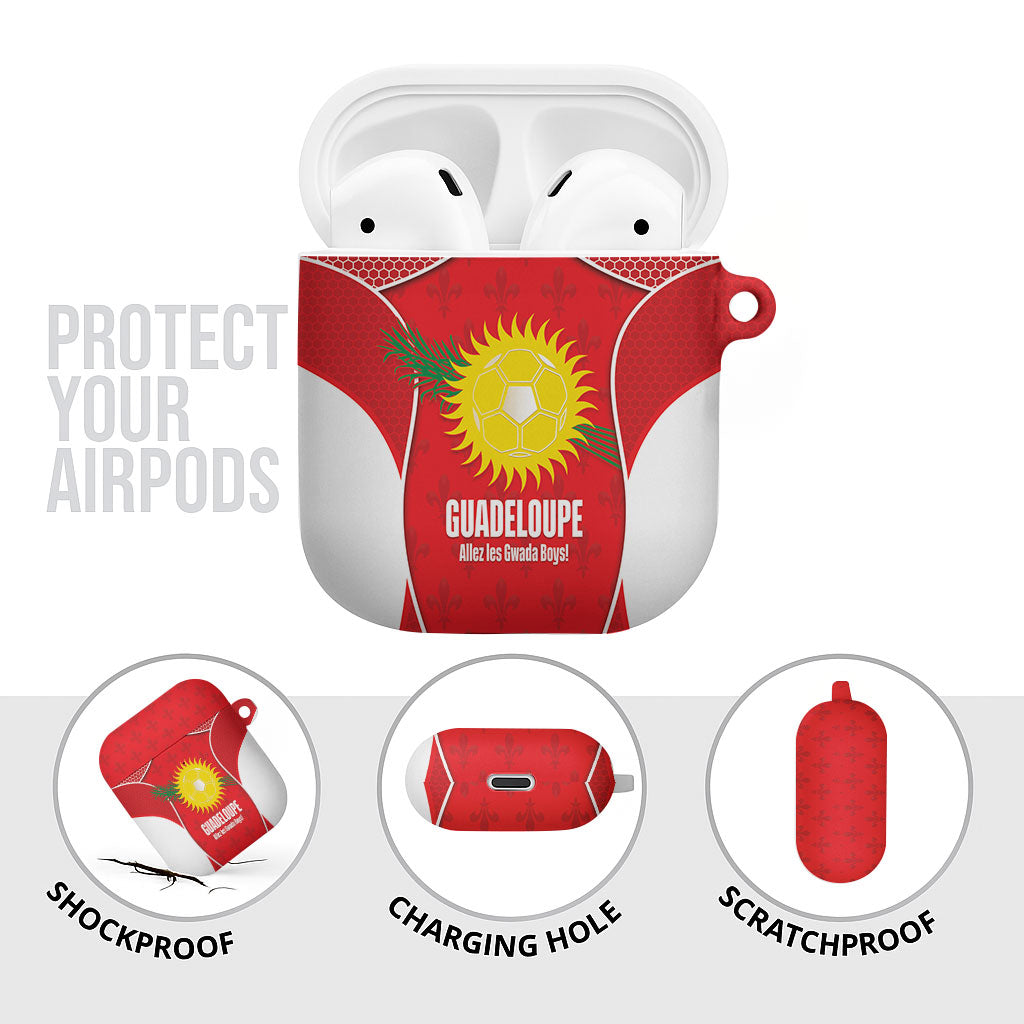 Guadeloupe Football AirPods Case Allez Les Gwada Boys Red Color