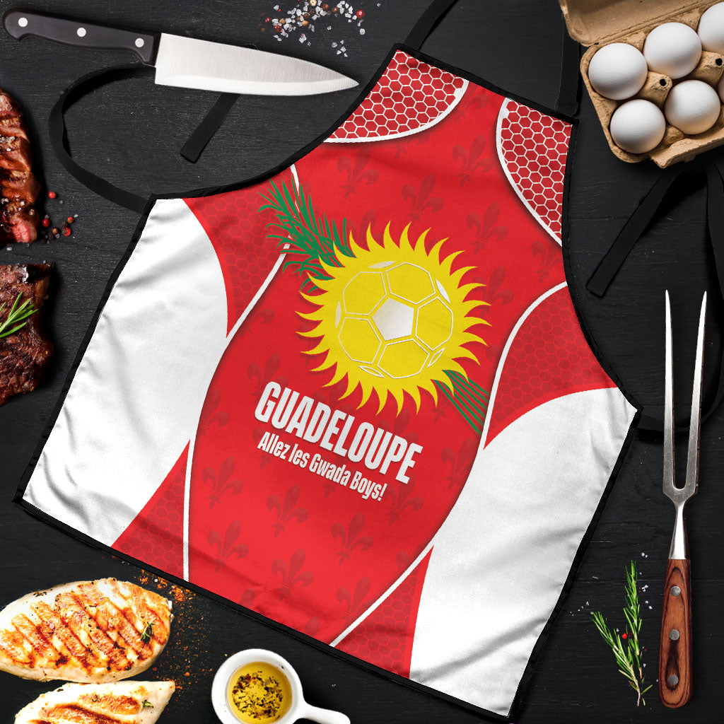 Guadeloupe Football Apron Allez Les Gwada Boys Red Color