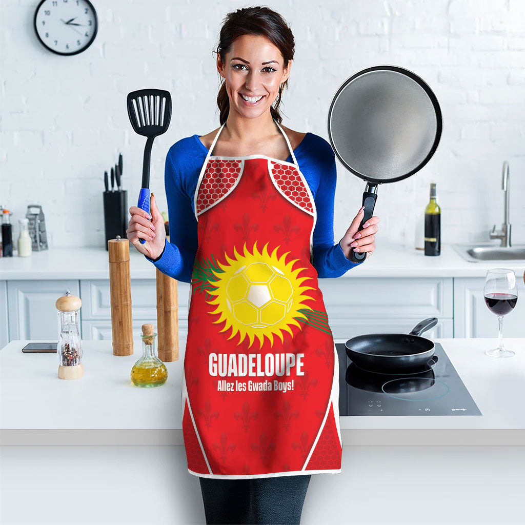 Guadeloupe Football Apron Allez Les Gwada Boys Red Color