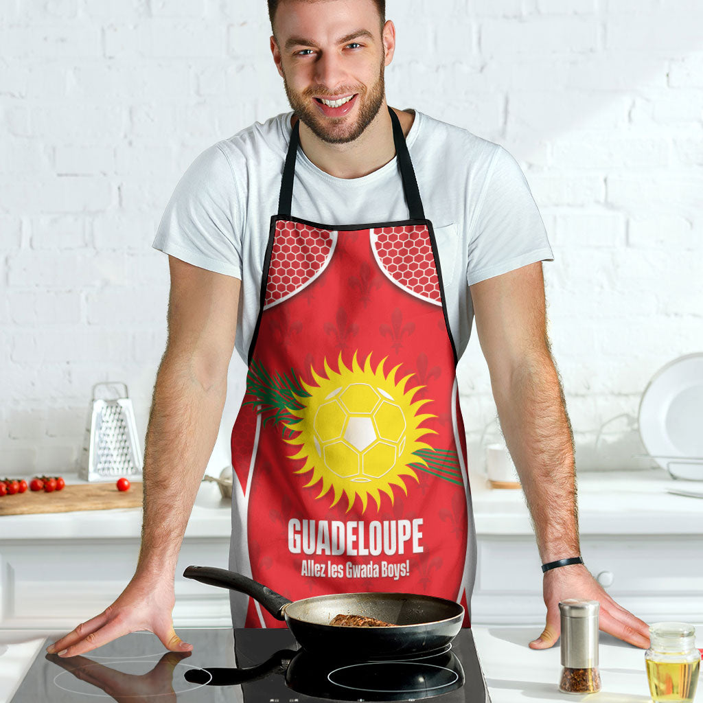 Guadeloupe Football Apron Allez Les Gwada Boys Red Color