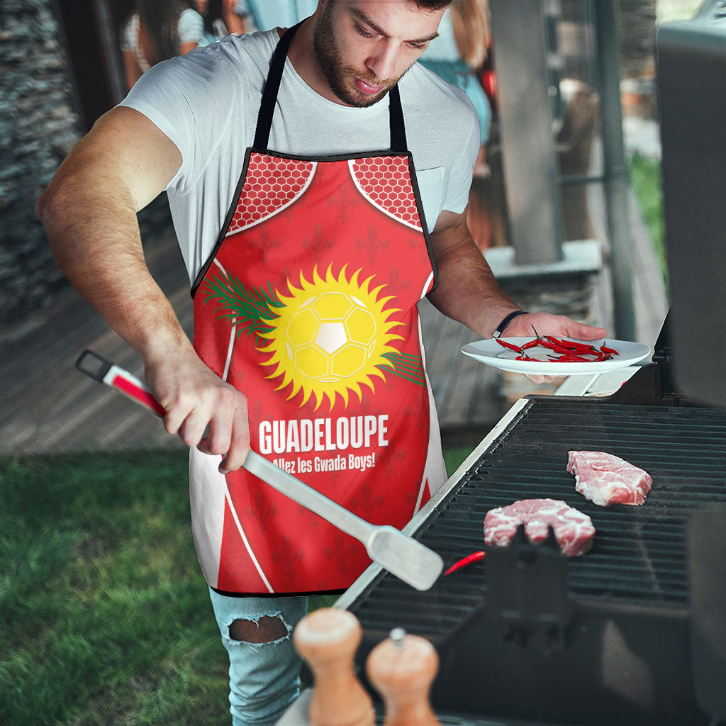 Guadeloupe Football Apron Allez Les Gwada Boys Red Color
