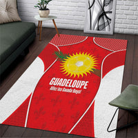 Guadeloupe Football Area Rug Allez Les Gwada Boys Red Color