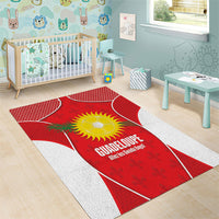 Guadeloupe Football Area Rug Allez Les Gwada Boys Red Color
