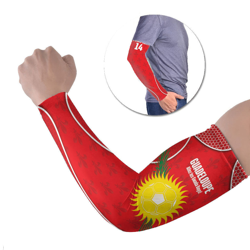 Guadeloupe Football Custom Arm Sleeves Allez Les Gwada Boys Red Color
