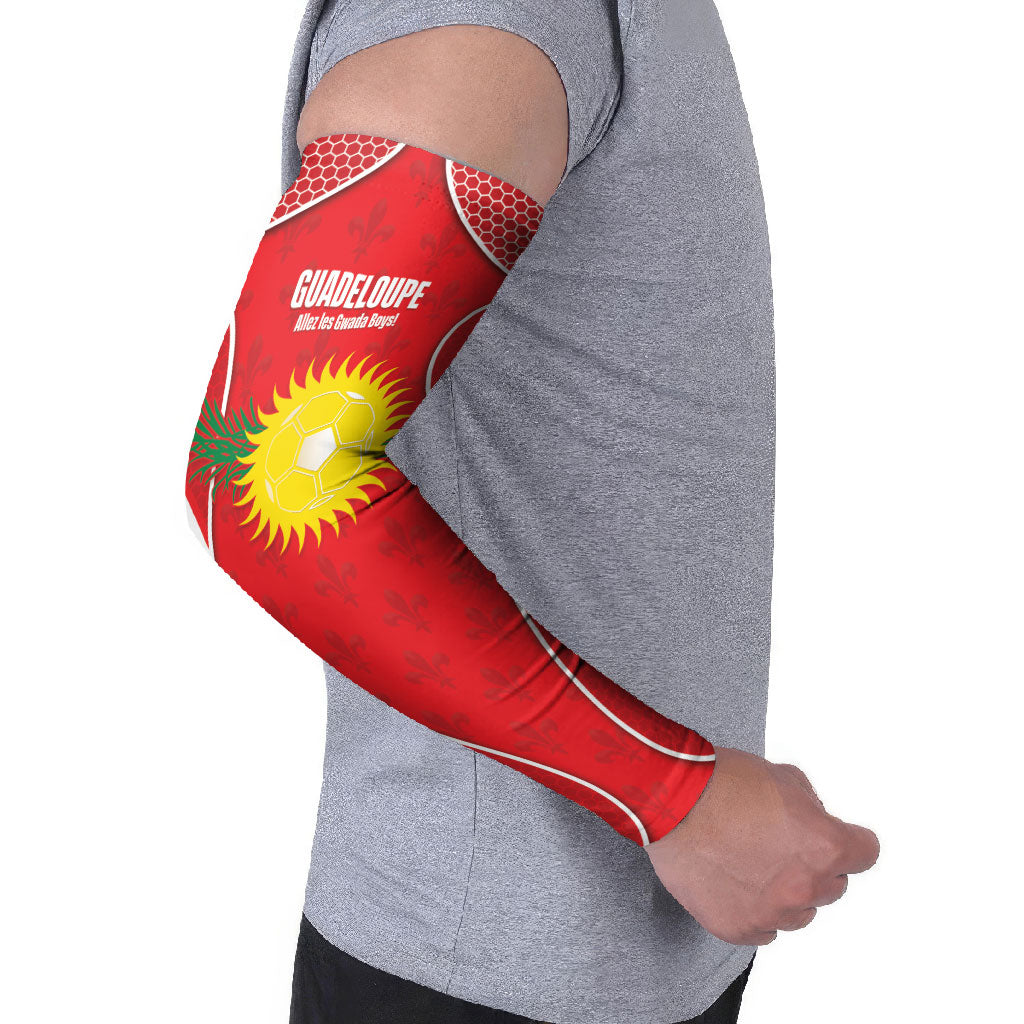 Guadeloupe Football Custom Arm Sleeves Allez Les Gwada Boys Red Color